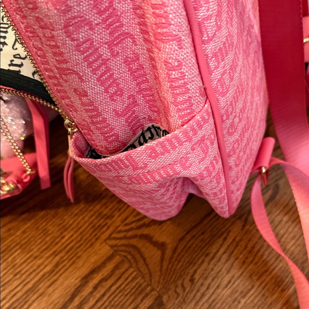 Juicy Couture Pink Kids Backpack with Sparkly Bear Charm - Picture 10 of 15